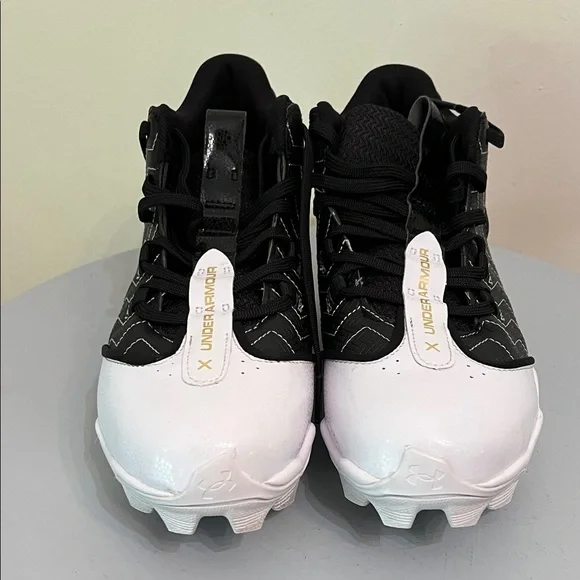NWB Under Armour Harper 9 RM Black and White Cleats with Gold Detail - Picture 6 of 8